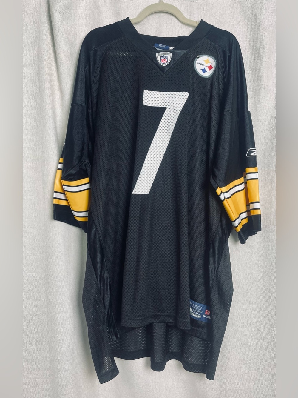 Pittsburgh Steelers #7 Ben Roethlisberger NFL Reebok Jersey 4XL Black Football